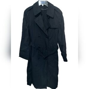 1583)Garrison Collection Women Black  All-Weather Military Trench Coat Size 12L